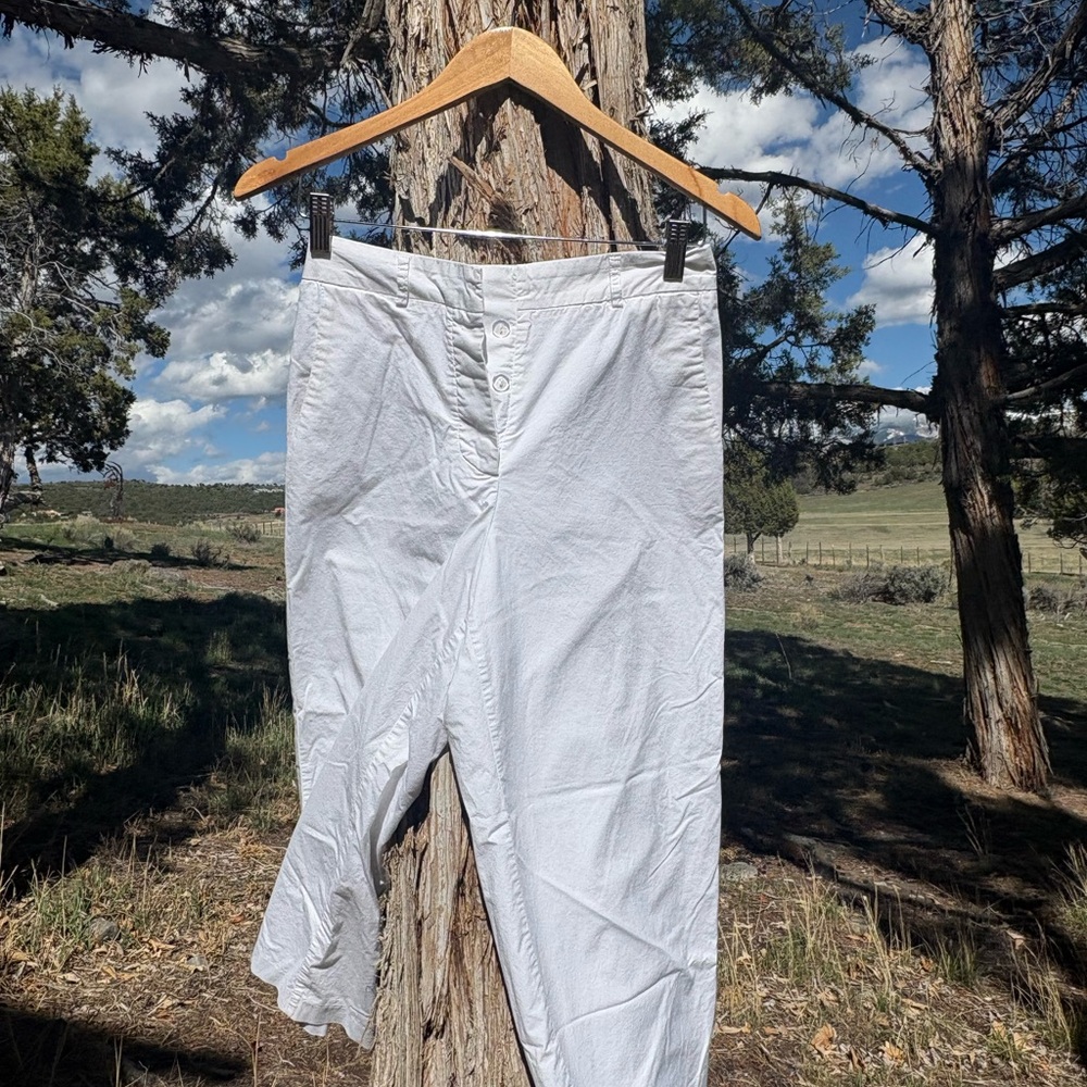 Mango White Casual Pants with Button-Front